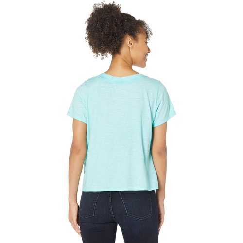  Eileen Fisher V-Neck Short Sleeve Top in Pigment Dyed Slubby Organic Cotton