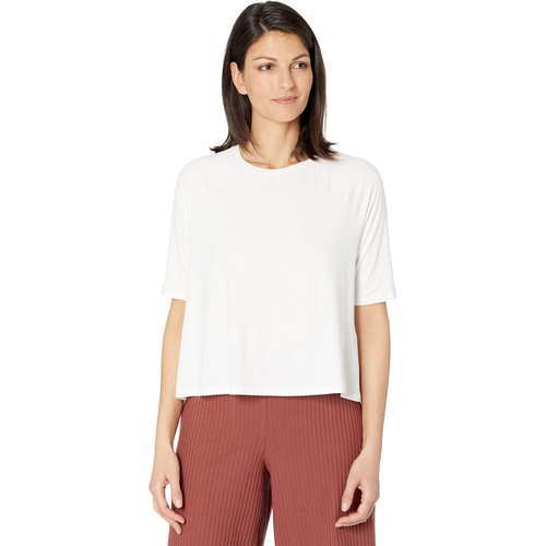  Eileen Fisher Fine Jersey Crew Neck Elbow Sleeve Top