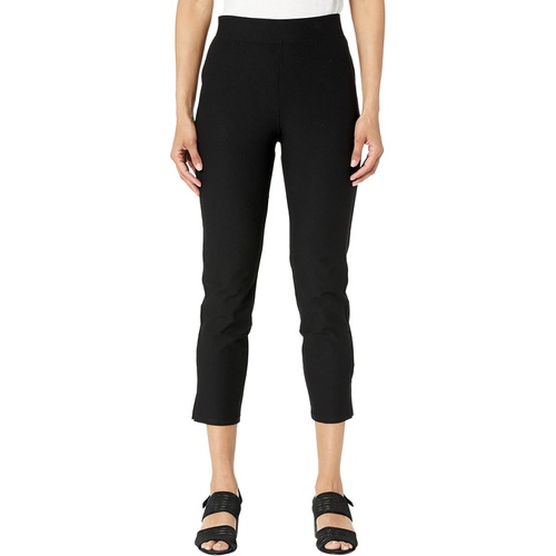  Eileen Fisher High-Waisted Slim Cropped Pants with Side Slits in Washable Stretch Crepe