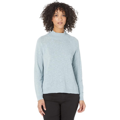  Eileen Fisher Funnel Neck Top in Organic Cotton Linen Slub