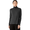 Eileen Fisher Turtleneck Scrunch Sleeve Slim Top in Organic Pima Cotton Tencel Rib