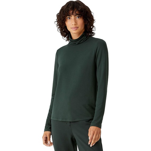  Eileen Fisher Scrunch Neck Top in Fine Jersey Knit