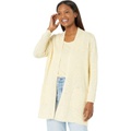 Eileen Fisher Long Cardigan with Flat Saddle in Organic Cotton Linen Slub