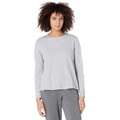 Eileen Fisher Crew Neck Long Sleeve Tee in Slubby Organic Cotton Jersey Melange