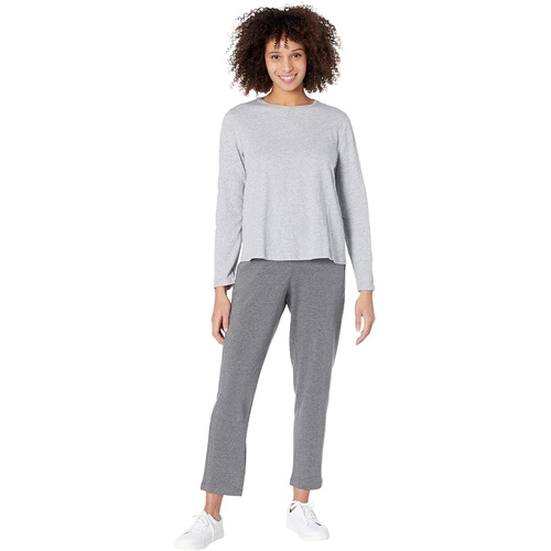  Eileen Fisher Crew Neck Long Sleeve Tee in Slubby Organic Cotton Jersey Melange