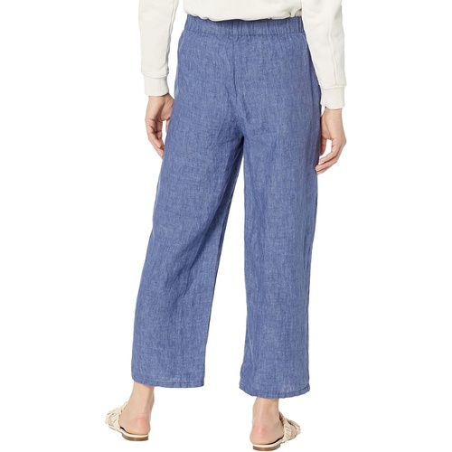  Eileen Fisher Petite Straight Leg Ankle Pleated Pants in Washed Organic Linen Delave
