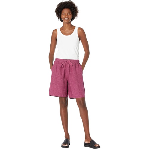  Eileen Fisher Midthigh Shorts wu002F Drawstring in Washed Organic Linen Delave