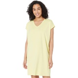 Eileen Fisher V-Neck Boxy Knee Length Dress in Organic Pima Cotton Stretch Jersey