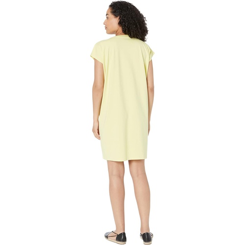  Eileen Fisher V-Neck Boxy Knee Length Dress in Organic Pima Cotton Stretch Jersey