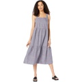 Eileen Fisher Tiered Strap Full-Length Dress in Washed Organic Linen Delave