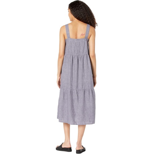  Eileen Fisher Tiered Strap Full-Length Dress in Washed Organic Linen Delave