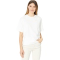 Eileen Fisher Crew Neck Elbow Raglan Sleeve Top in Organic Cotton Stretch Jersey