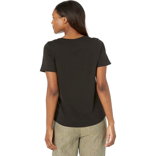  Eileen Fisher Round Neck Short Sleeve Tee in Organic Pima Cotton Jersey