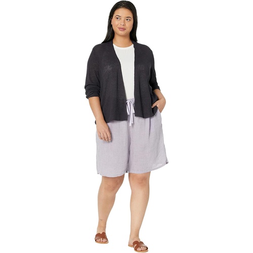  Eileen Fisher Midthigh Shorts with Drawstring in Puckered Organic Linen