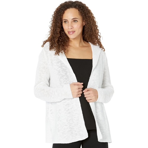  Eileen Fisher Hooded Cardigan in Organic Cotton Linen Slub