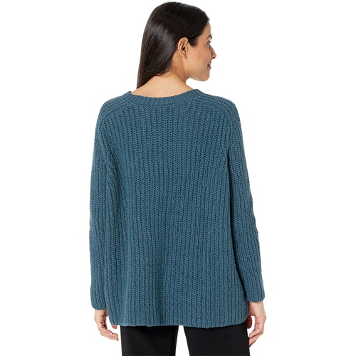 Eileen Fisher High Crew Neck Pullover Sweater in Peruvian Organic Cotton Crimp