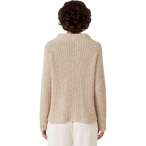  Eileen Fisher Funnel Neck Box Sweater in Peruvian Organic Cotton Boucle