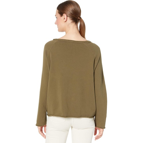  Eileen Fisher Bateau Neck Saddle Shoulder Box Top in Lightweight Organic Cotton Terry