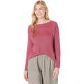 Eileen Fisher Raglan Sleeve Pullover in Organic Linen Delave Rib