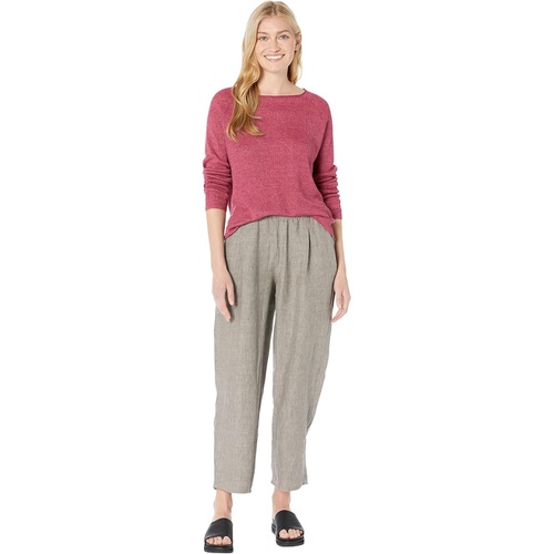  Eileen Fisher Raglan Sleeve Pullover in Organic Linen Delave Rib