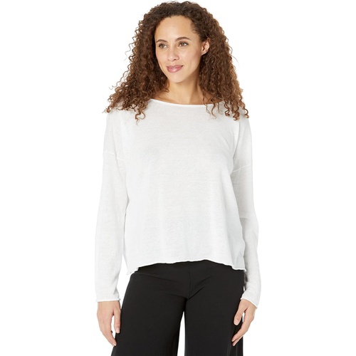  Eileen Fisher Boatneck Box Top in Organic Linen Cotton Jersey