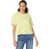 Eileen Fisher Crew Neck Elbow Sleeve Boxy Top in Lightweight Organic Cotton Terry