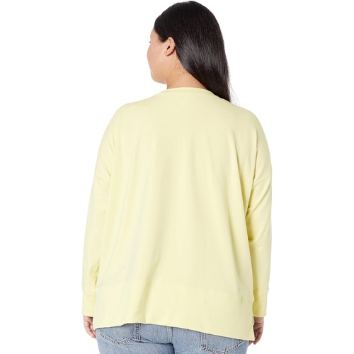  Eileen Fisher Crew Neck Top with High-Low Hem in Organic Pima Cotton Stretch Jersey