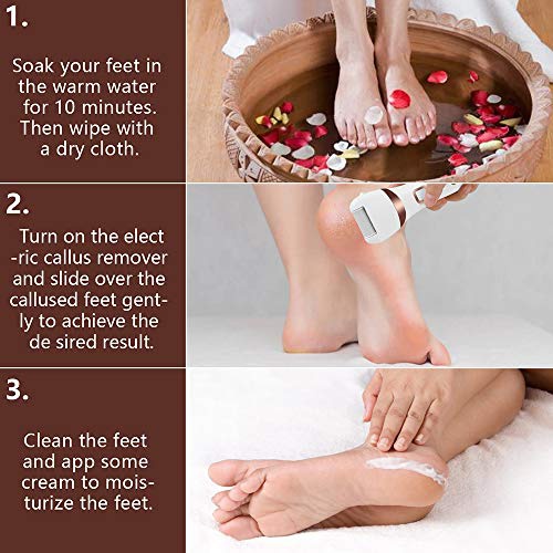  Electric Foot Callus Remover Kit, ELMCHEE Rechargeable callous removers 3 Grinding Heads Portable Waterproof foot file, Professional Pedicure Tools Feet Care for Dead, Hard Cracked