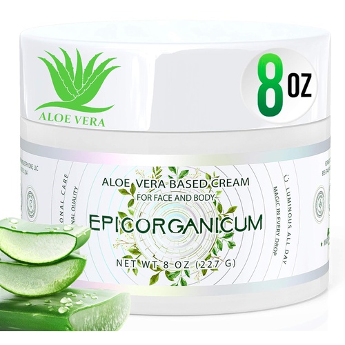  Epic Organicum Organic Aloe Vera Moisturizing Cream Body and Face Moisturizer For Acne, Psoriasis, Rosacea, Eczema, Aging, Itchy Dry or Sensitive Skin Care Cream, Skin Care Face Natural Cream (8