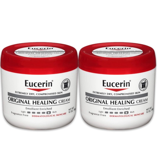  Eucerin Original Healing Cream - Fragrance Free, Rich Lotion for Extremely Dry Skin - 16 oz. Jar (Pack of 2)