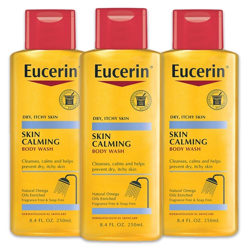  Eucerin Skin Calming Body Wash - Cleanses and Calms to Help Prevent Dry, Itchy Skin - 8.4 fl. oz. Bottle (Pack of 3)