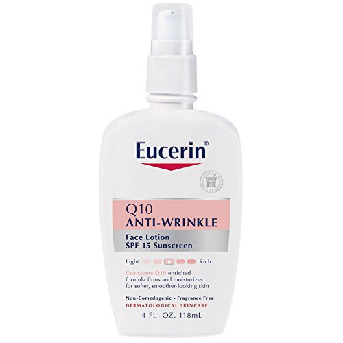  Eucerin Sensitive Facial Skin Q10 Anti-Wrinkle Sensitive Skin Lotion, Broad Spectrum SPF 15, 4 Ounce (Pack of 2)