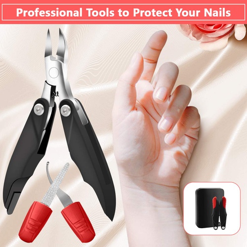  Toenail Clippers, Foldable Thick Ingrown Toe Nails Clippers, Euproce 3 in 1 Professional Stainless Steel Multifunction Toenail Nipper Cutter Treatment Foot Grooming Tool for Men Wo