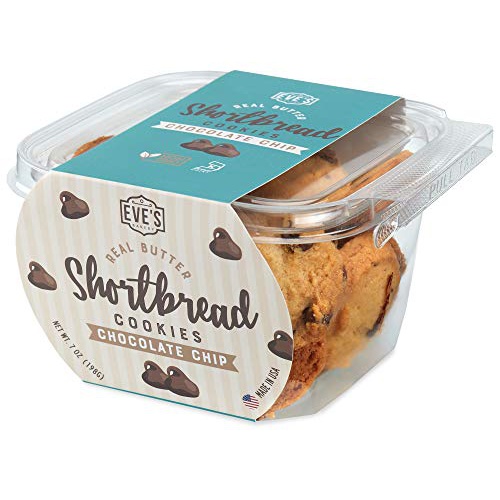  Eves Bakery Eve’s Bakery Real Butter Shortbread Cookies - Gourmet, Small Batch, Fresh Baked Cookies for Tea, Snacking, Holiday Gifts - 7 Oz Tub, 2 Pack (Chocolate Chip)
