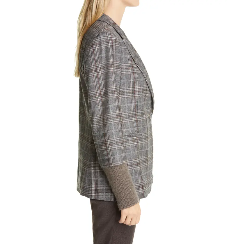  Fabiana Filippi Plaid Ribbed Cuff Wool & Cashmere Blazer_PLAID