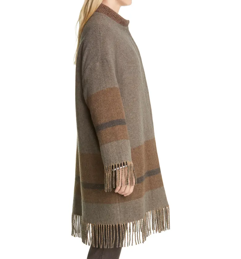  Fabiana Filippi Fringe Hem Wool Blend Coat_OMBRA/ BROWN