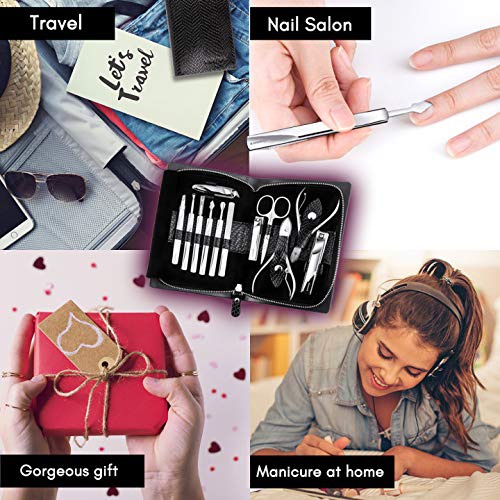  FAMILIFE Manicure Set Nail Clippers Pedicure Kit, Professional Stainless Steel Professional Grooming Kits with Luxurious Portable Travel Case for Women Men