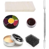 FANICEA Professional Special Effects Cosplay Stage SFX Makeup Kit with Face Body Paint Wound Modeling Scar Wax, Bruise Wheel, Sponge Puff, Spatula Tool, Black Stipple Sponge, Coagu