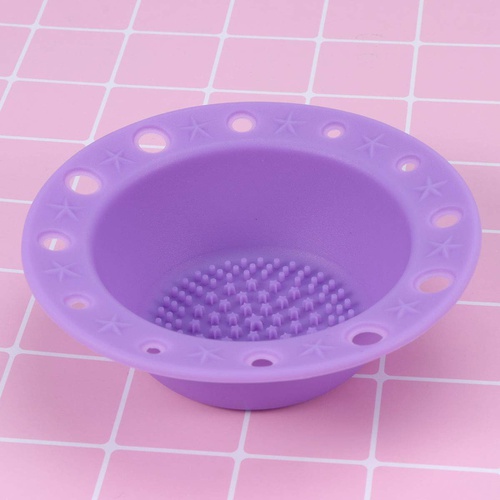  Frcolor 1Pc Silicone Brush Cleaner Washing Tools Cosmetics Makeup Brush Holder Scrubber Board Pinceles Cleansing Pad (Purple)