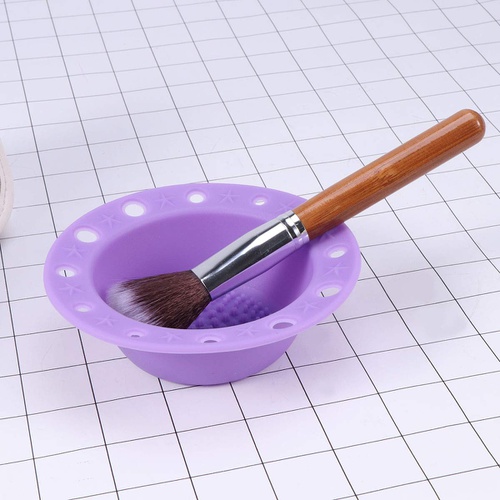  Frcolor 1Pc Silicone Brush Cleaner Washing Tools Cosmetics Makeup Brush Holder Scrubber Board Pinceles Cleansing Pad (Purple)