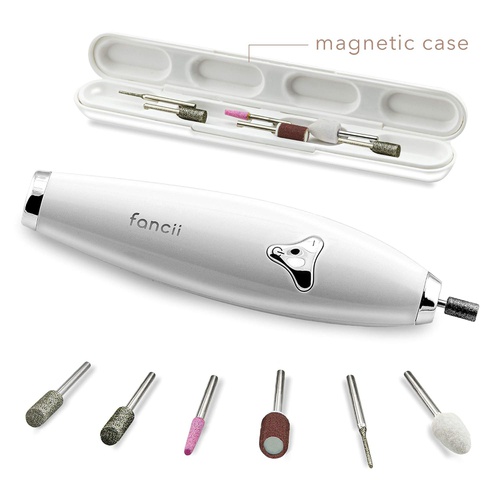  Fancii Professional Manicure & Pedicure Nail Drill System with Magnetic Case, Rechargeable - Cordless At-Home Nail File Kit with 8 Speed Settings, Buffer, Grinder, Shiner and Shape