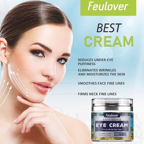  Feulover Eye Cream, Anti Wrinkle Eye Cream for Under Eye Bags, Reduce Dark Circles and Puffiness, Firm and Lift Your Skin,1.7fl. oz