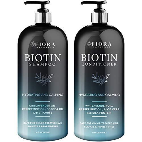  Fiora Naturals Biotin Shampoo and Conditioner Set- Thickening Shampoo for Hair Loss and Thinning Hair- Sulfate Free - for Men and Women