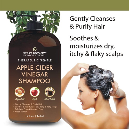  First Botany Apple Cider Vinegar Shampoo & Avocado Coconut Conditioner Set - Increase Hydration, Shine & Reduces Itchy Scalp, Dandruff & Frizz, Prevents Hair loss - Sulfate Free, for All Hair T