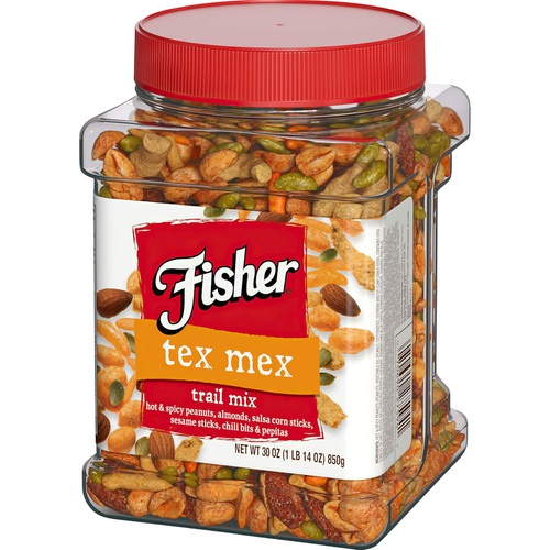  Fisher Nuts Fisher Snack Tex Mex Trail Mix, 30oz (Pack of 1) Hot & Spicy Peanuts, Almonds, Salsa Corn Sticks, Sesame Sticks, Chili Bits, Pepitas