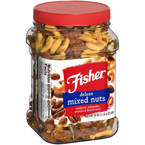  Fisher Nuts Fisher Snack Cashews Almonds, Pecans, Brazil Nuts, No Peanuts, Deluxe Mixed Nuts, 24 Ounce