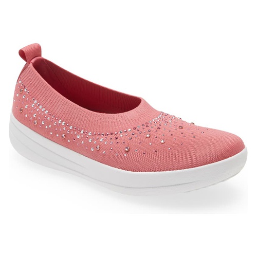 핏플랍 FitFlop Uberknit Crystal Ballerina Slip-On Sneaker_DEEP PINK FABRIC