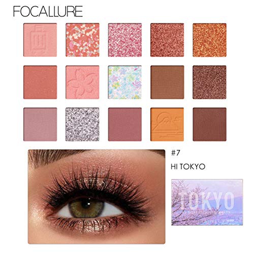  Focallure 15 Colors Eyeshadow Palette Makeup, High Pigmented, Waterproof & Long-lasting Professional Makeup Matte Nudes Shimmer Natural Eyes Shadow Easy to Blend, HI TOKYO