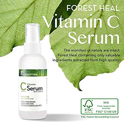  Vitamin C Serum for Face with Hyaluronic Acid [2X Size 2.02 fl.oz.] Dark Spot Corrector, Niacinamide - Anti Aging and Wrinkle Repair - Forest Heal