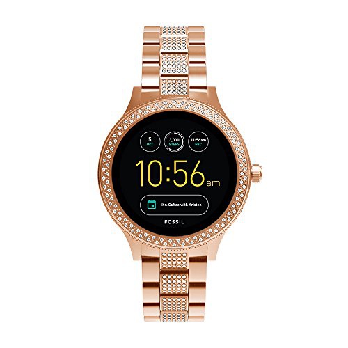 파슬 Fossil Q Womens Q Venture Stainless Steel Touchscreen Smart Watch with Stainless-Steel Strap, Rose Gold, 18 (Model: FTW6008)